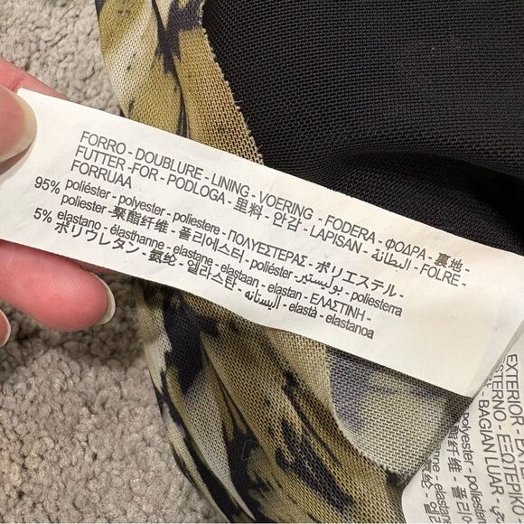 ZARA Green and Black Printed Tulle Ruched Bodycon Dress Size S - Picture 12 of 14